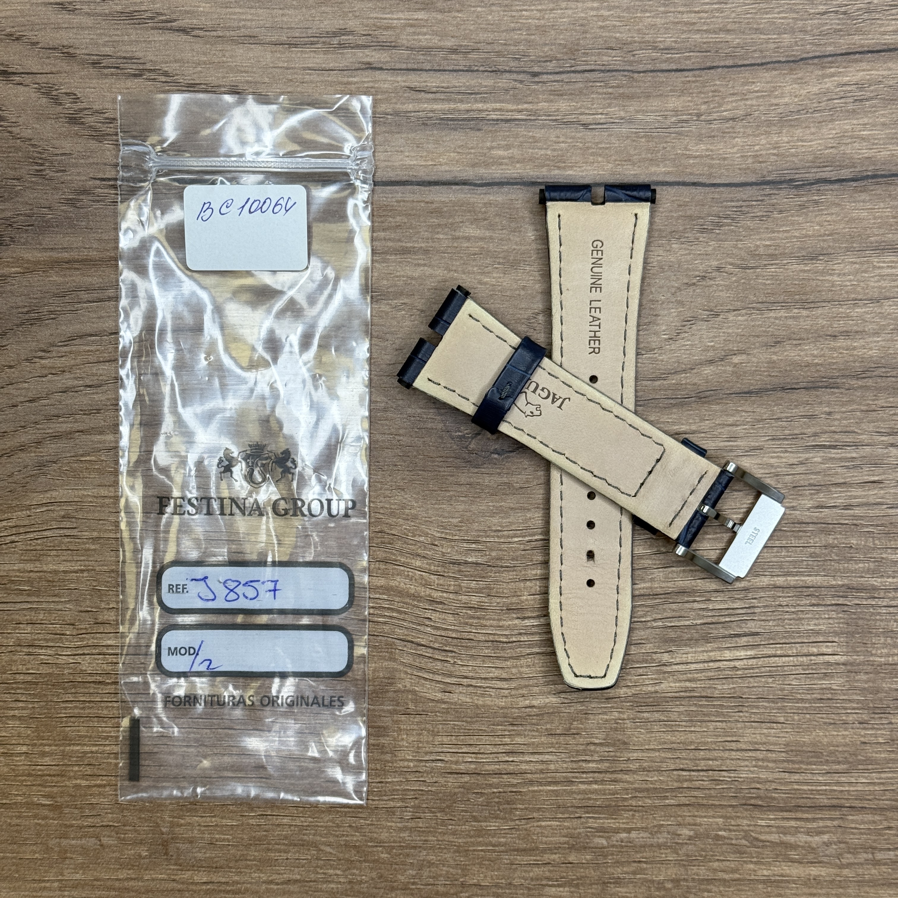 Ремешок для часов Jaguar из натуральной кожи, синий, для J857/2 