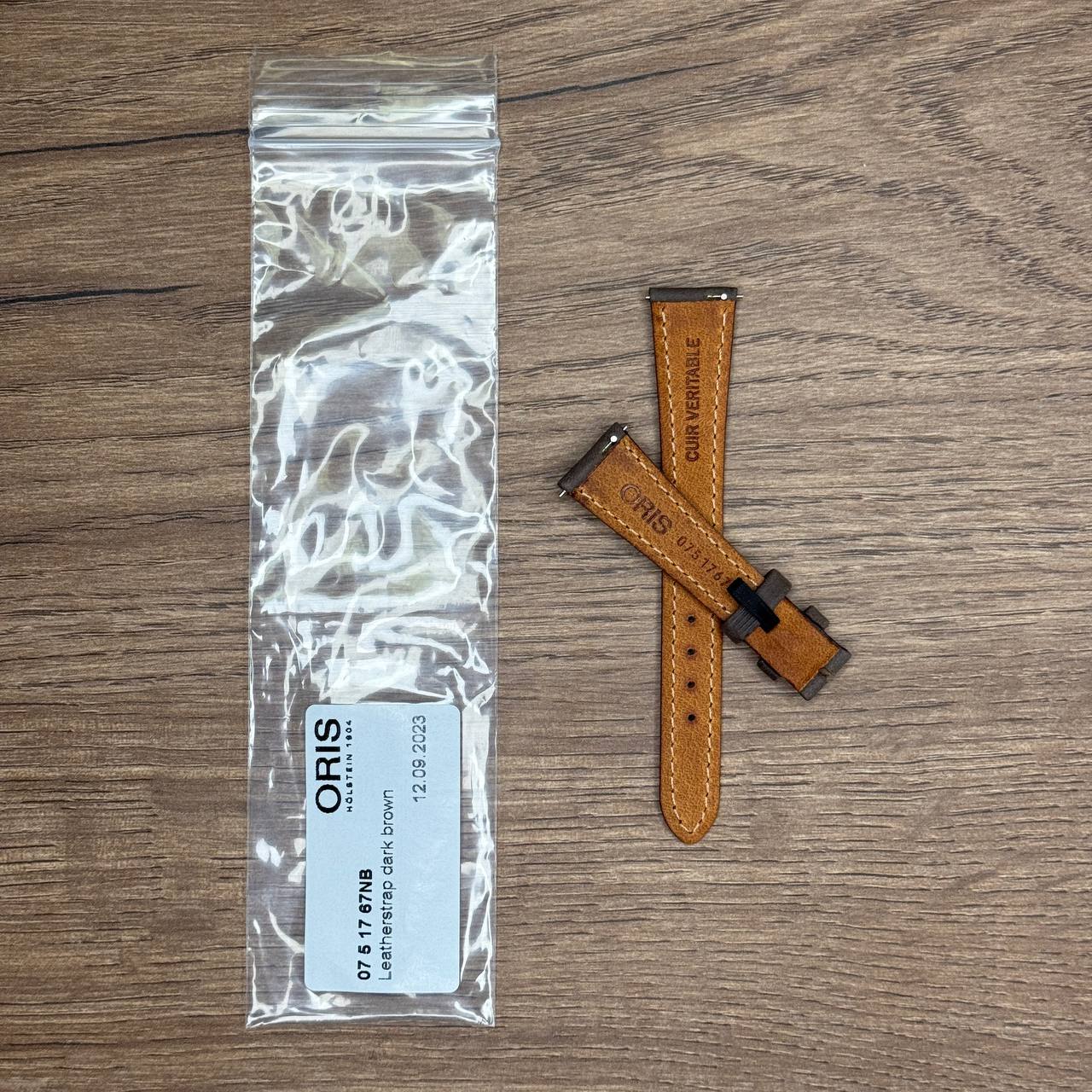 Ремешок для часов ORIS из натуральной кожи, темно коричневый, без пряжки 