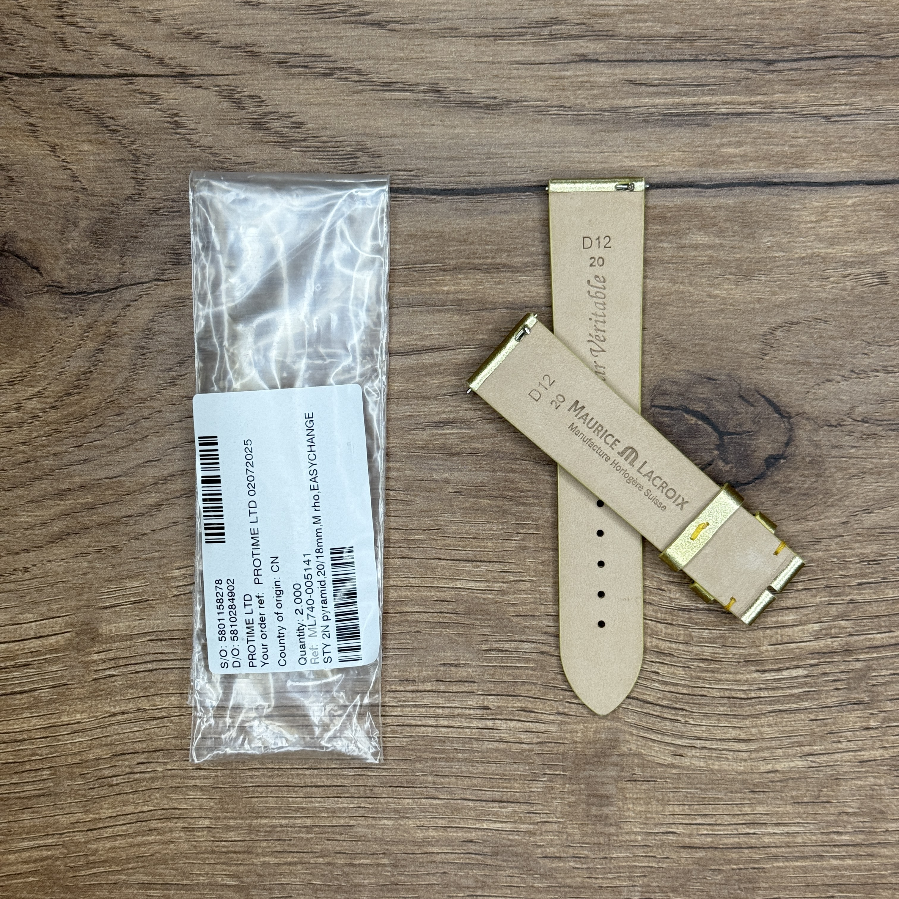 Ремешок для часов Maurice Lacroix ML EL1118, золотистый 