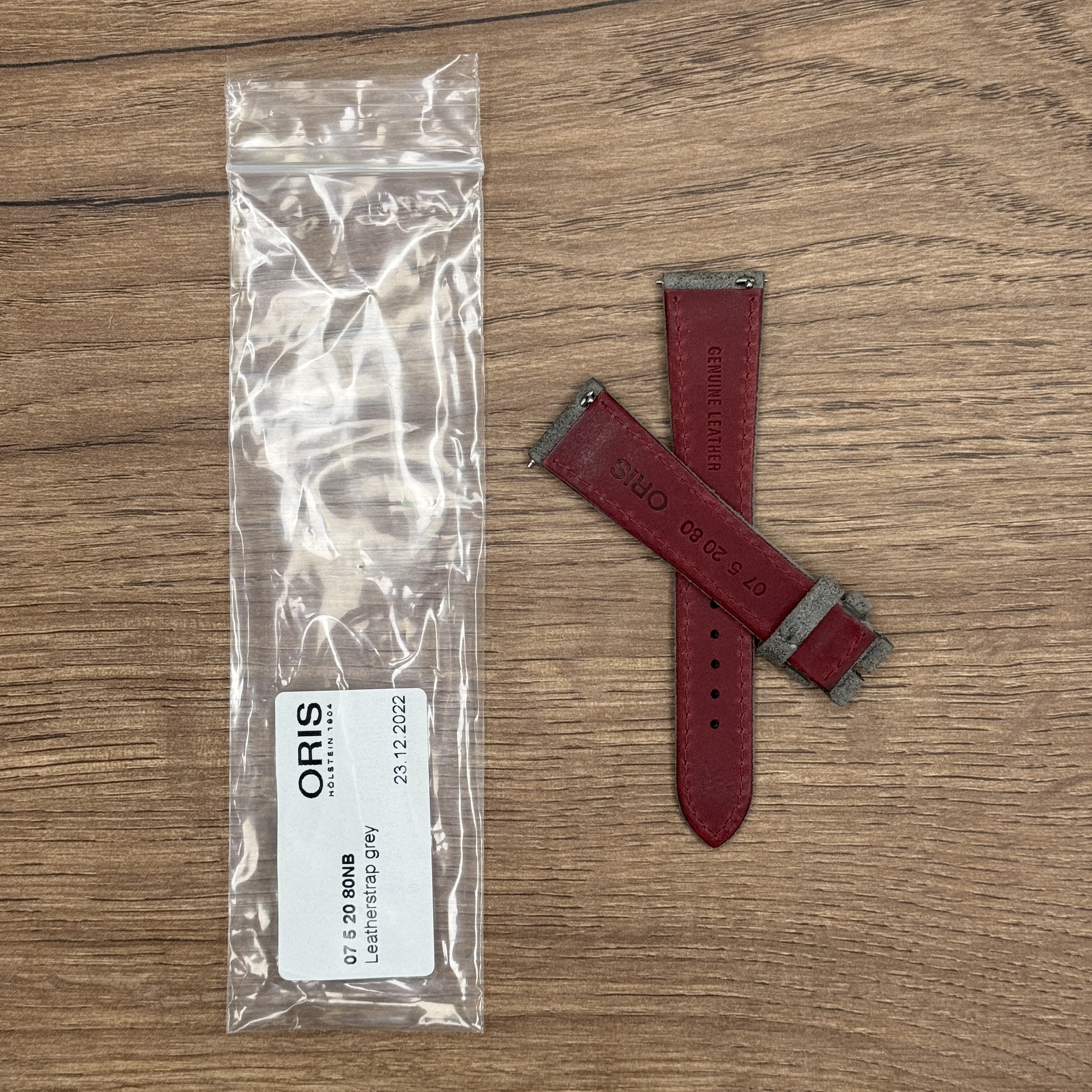 Ремешок для часов Oris из натуральной кожи, серый, без застежки 