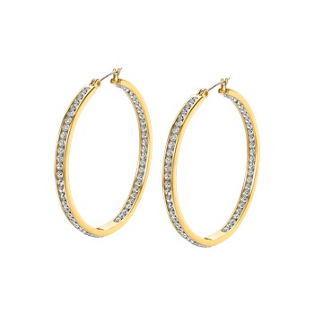 Urban Woman Серьги(LS2356-4/2) Серьги-кольца Lotus из стали с желтым покрытием и вставками из циркония